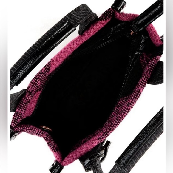 Kurt Geiger 🪢 NWT Pink/Blk Tweed Extra Small Southbank Tote with Dust Bag - Picture 3 of 9